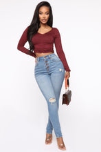 Load image into Gallery viewer, Fell In Love Ruched Top - Wine
