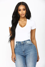 Load image into Gallery viewer, Street Symphony V Neck Bodysuit - White
