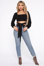 Load image into Gallery viewer, No Tie To Waist Ribbed Top - Black
