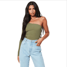Load image into Gallery viewer, Jules Ribbed One Shoulder Top - Burgundy
