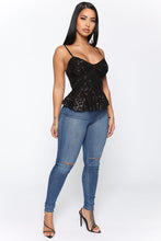 Load image into Gallery viewer, Talk About Love Peplum Top - Black
