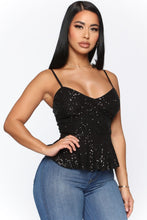 Load image into Gallery viewer, Talk About Love Peplum Top - Black
