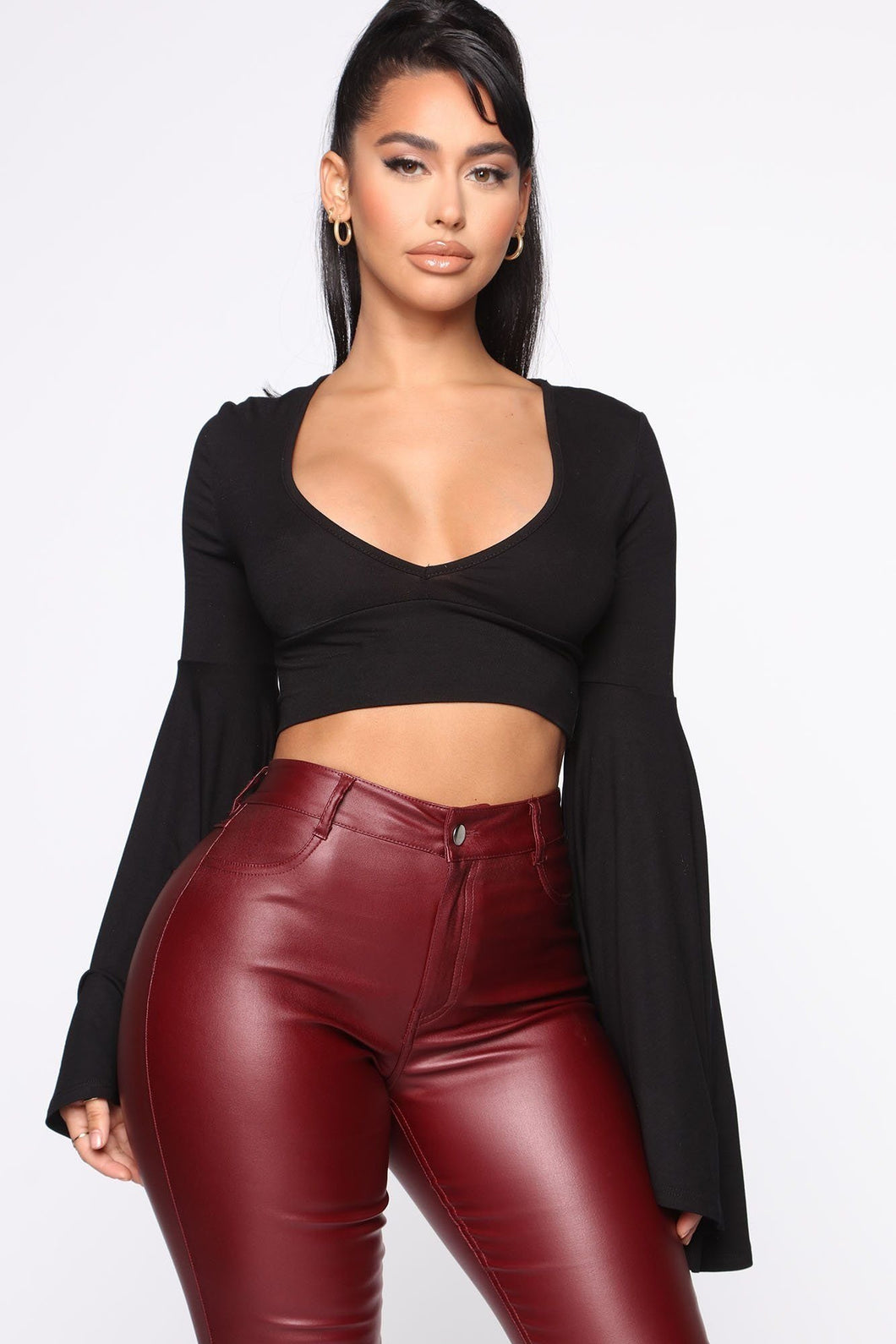 A Little Exaggerated Crop Top - Black