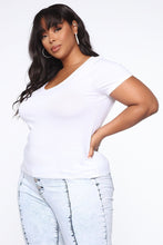 Load image into Gallery viewer, Jess V Neck Short Sleeve Top - White
