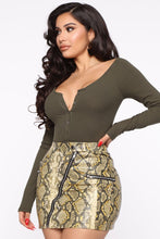 Load image into Gallery viewer, Hazel Ribbed Henley Bodysuit - Olive

