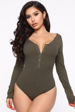 Load image into Gallery viewer, Hazel Ribbed Henley Bodysuit - Olive
