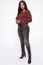 Load image into Gallery viewer, Whole Lot Of Love Plaid Top - Burgundy/combo
