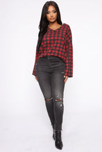 Load image into Gallery viewer, Whole Lot Of Love Plaid Top - Burgundy/combo
