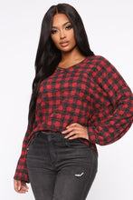Load image into Gallery viewer, Whole Lot Of Love Plaid Top - Burgundy/combo
