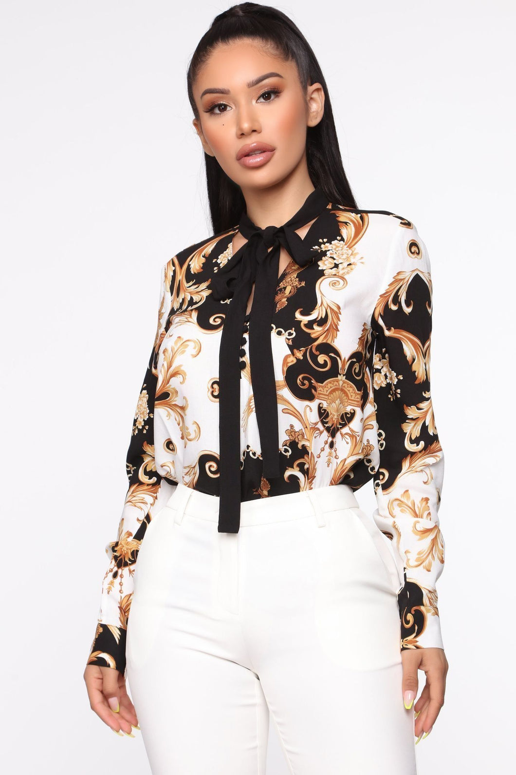 At The Top Of Your Game Blouse - Black/combo