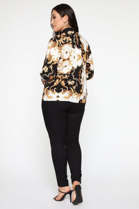 At The Top Of Your Game Blouse - Black/combo