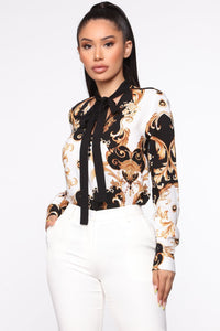 At The Top Of Your Game Blouse - Black/combo