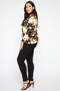 At The Top Of Your Game Blouse - Black/combo