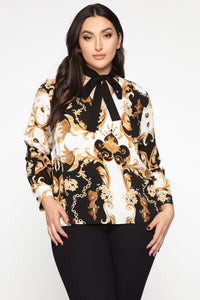 At The Top Of Your Game Blouse - Black/combo